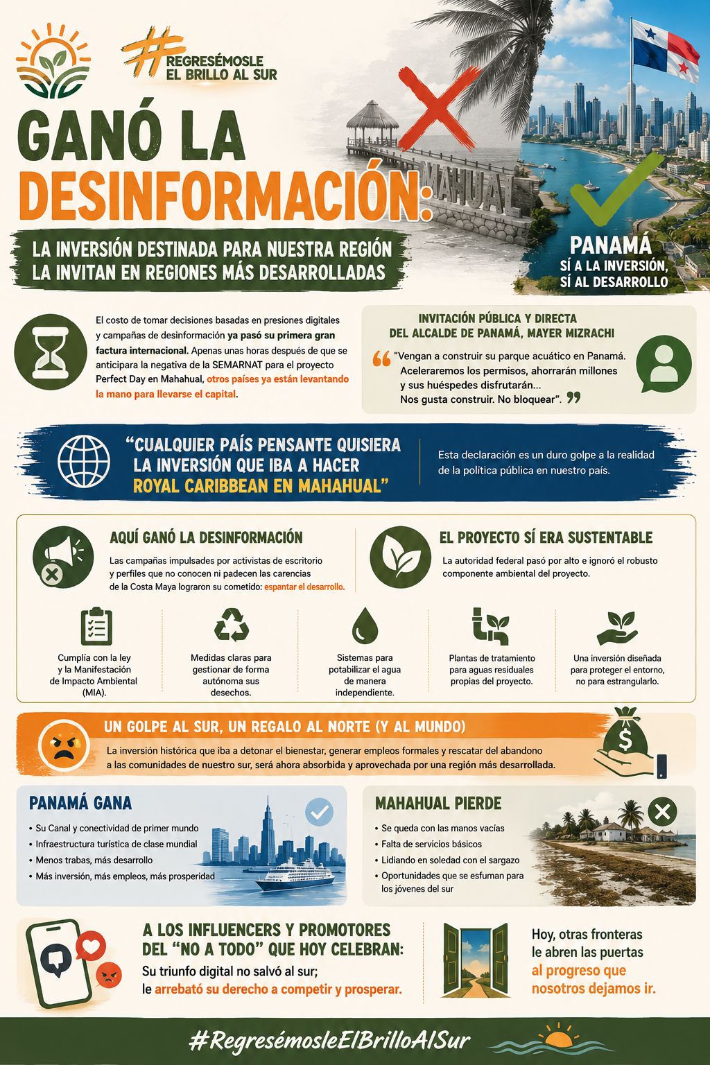 Infografía: Ganó la desinformación — inversión de Royal Caribbean dirigida a Panamá